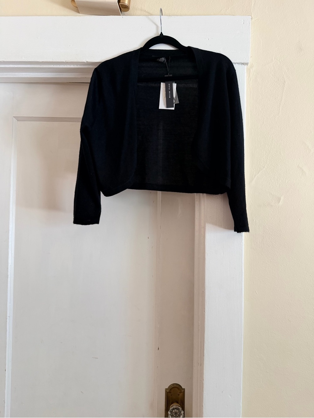 Only Mine Black Cropped Open-Front Bolero Sweater